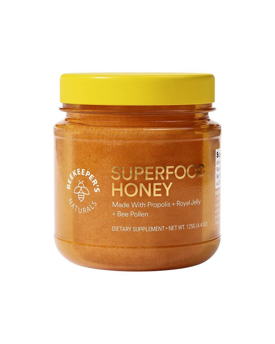 Superfood Honey by Beekeeper's Naturals - Bee Pollen, Royal Jelly, Propolis, Honey - Natural Energy, Immune Support, Mental Clarity, Athletic Performance (4.4 oz) - görsel 1