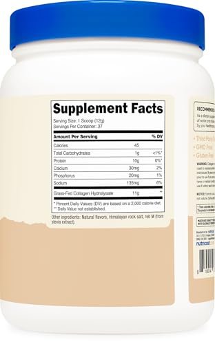 Nutricost Collagen Peptides Powder 1LB (454 G) (Vanilla) - Grass Fed Bovine Collagen Hydrolysate - görsel 2