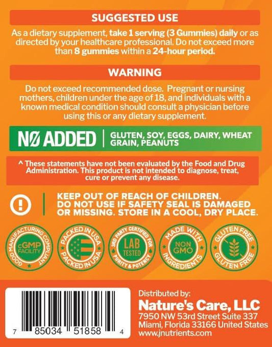 Vitamin C Gummies 1000mg – Chewable Multivitamin for Adults & Kids with Zinc for Immune & Collagen Support – Maximum Strength, Natural Orange Flavor – Gluten Free, Non-GMO, Vegetarian – 60 Gummies