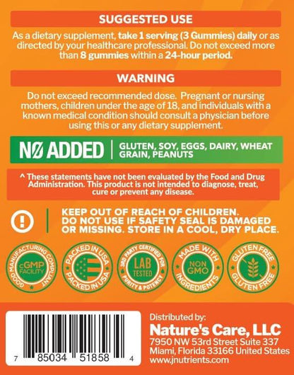 Vitamin C Gummies 1000mg – Chewable Multivitamin for Adults & Kids with Zinc for Immune & Collagen Support – Maximum Strength, Natural Orange Flavor – Gluten Free, Non-GMO, Vegetarian – 60 Gummies