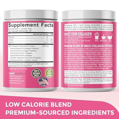 Multi Collagen Peptides Powder – Types I, II, III, V, X, Hydrolyzed Collagen for Women, 99% Absorption, Skin Hair Nails Joints, Triple Refined - No Clumping, Non-GMO, Gluten Free, Grass Fed Unflavored
