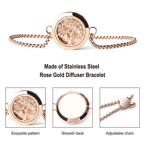 ttstar Essential Oil Diffuser Bracelet Stainless Steel Aromatherapy Locket Adjustable Bracelet Set with 24 Refill Pads in 12 Assorted Colors, Gifts Set for Women (Rose Gold) - görsel 12