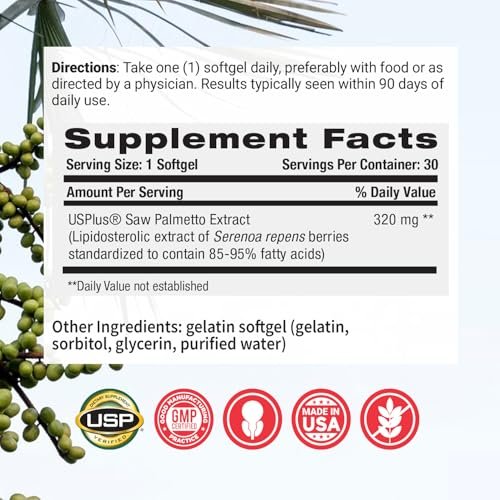 Flomentum® Saw Palmetto for Men Prostate Supplement | Prostate Support Supplement for Men's Health | USP Verified - Healthy Urinary Flow & Urinary Function - 320mg Once Daily (30 Count) - görsel 9