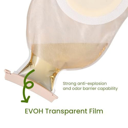 KONWEDA 20 PCS Colostomy Bags, One Piece Ostomy Drainable Pouches with Closure for Ileostomy Stoma Care, 15mm-60mm Cut to Fit (8 x Clamps Include)