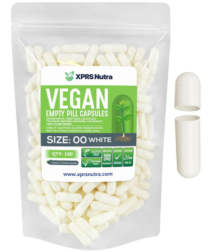 XPRS Nutra Size 00 Empty Capsules - 100 – Vegan and Vegetarian Friendly: Our capsules are made from plant-based – Image 1