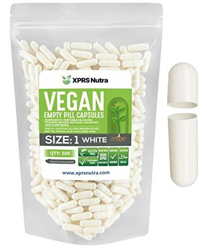XPRS Nutra Size 1 Empty Capsules - 500 Count Empty Vegan Capsules - Vegetarian Pills - DIY Vegetable Capsule Filling- Veggie Pill Caps for Do-It-Yourself Supplements (White) - görsel 2