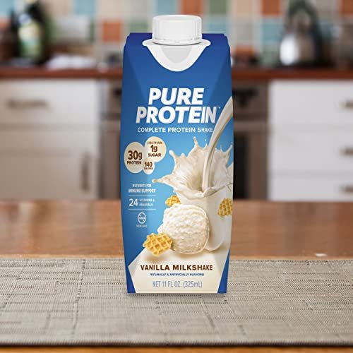 Pure Protein Vanilla Protein Shake, 30g Complete Protein, Vitamins A, C, D, and E plus Zinc to Support Immune Health, Ready to Drink and Keto-Friendly, 11oz Bottles, 12 Pack - görsel 2
