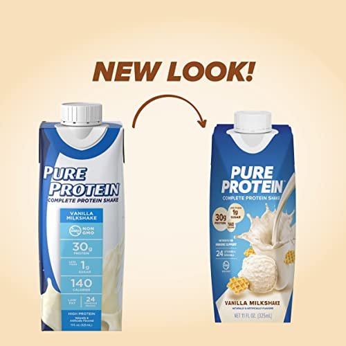Pure Protein Vanilla Protein Shake, 30g Complete Protein, Vitamins A, C, D, and E plus Zinc to Support Immune Health, Ready to Drink and Keto-Friendly, 11oz Bottles, 12 Pack - görsel 5