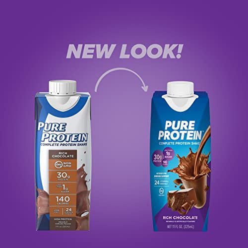 Pure Protein Chocolate Protein Shake, 30g Complete Protein, Ready to Drink and Keto-Friendly, Vitamins A, C, D, and E plus Zinc to Support Immune Health, 11oz Bottles, 12 Pack - görsel 10