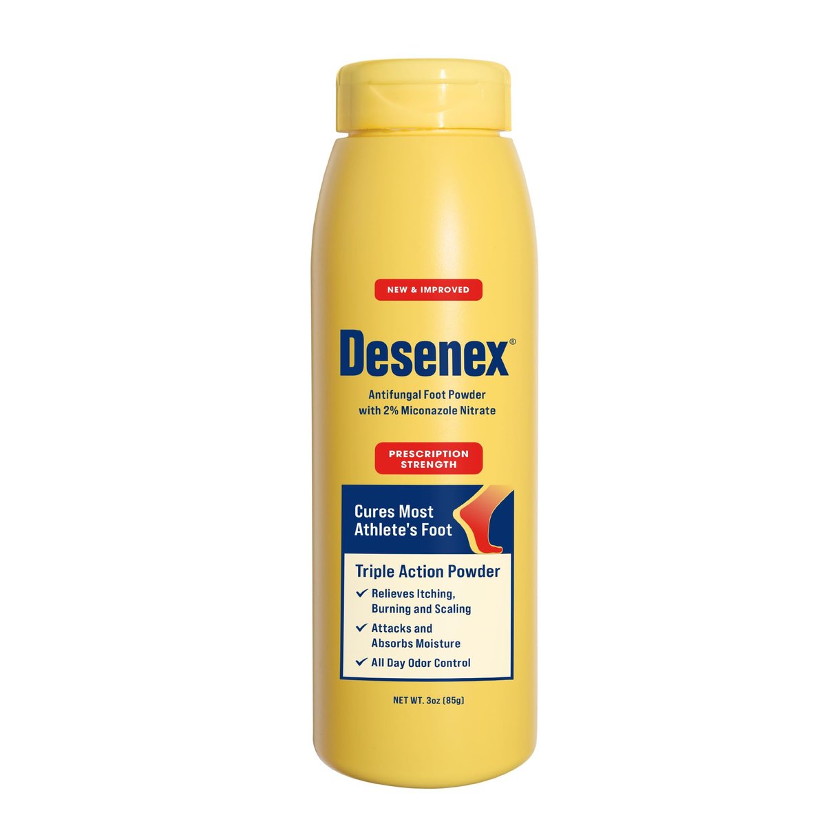 Desenex Anti-Fungal Foot Powder, Cures Most Athlete’s Foot, 2% Miconazole Nitrate, Helps Relieve Itching, Burning and Scaling, Attacks and Absorbs Moisture, All Day Odor Control, 1.5oz - görsel 3