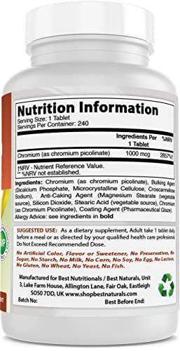 Best Naturals Chromium Picolinate 1000 mcg 120 Tablets (Pack of 2) - görsel 7