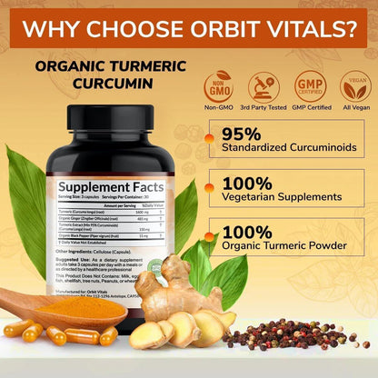 Turmeric Curcumin with Black Pepper & Ginger 2250mg - Ultra Potent Turmeric Supplement with 95% Curcuminoids & BioPerine for Joint Support, Enhanced Bioavailability, Immune Health - 90 Vegan Capsules
