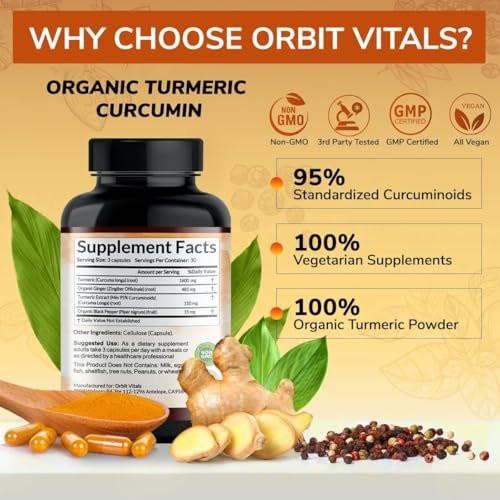 Turmeric Curcumin with Black Pepper & Ginger 2250mg - Ultra Potent Turmeric Supplement with 95% Curcuminoids & BioPerine for Joint Support, Enhanced Bioavailability, Immune Health - 90 Vegan Capsules - görsel 8
