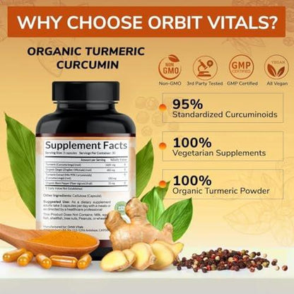 Turmeric Curcumin with Black Pepper & Ginger 2250mg - Ultra Potent Turmeric Supplement with 95% Curcuminoids & BioPerine for Joint Support, Enhanced Bioavailability, Immune Health - 90 Vegan Capsules