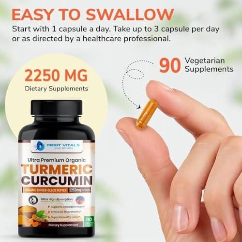 Turmeric Curcumin with Black Pepper & Ginger 2250mg - Ultra Potent Turmeric Supplement with 95% Curcuminoids & BioPerine for Joint Support, Enhanced Bioavailability, Immune Health - 90 Vegan Capsules - görsel 12