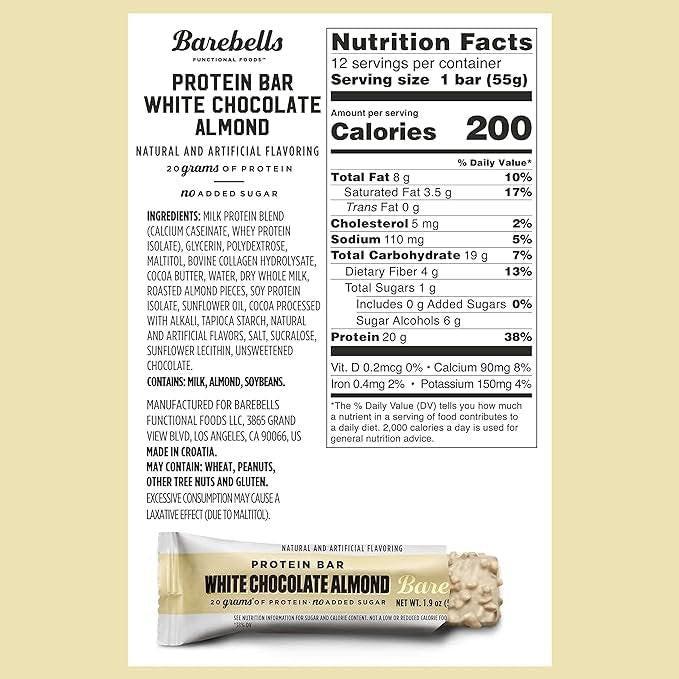 Barebells Protein Bars White Chocolate – 20g High-Quality Protein: Each bar provides a substantial protein boost – Image 1