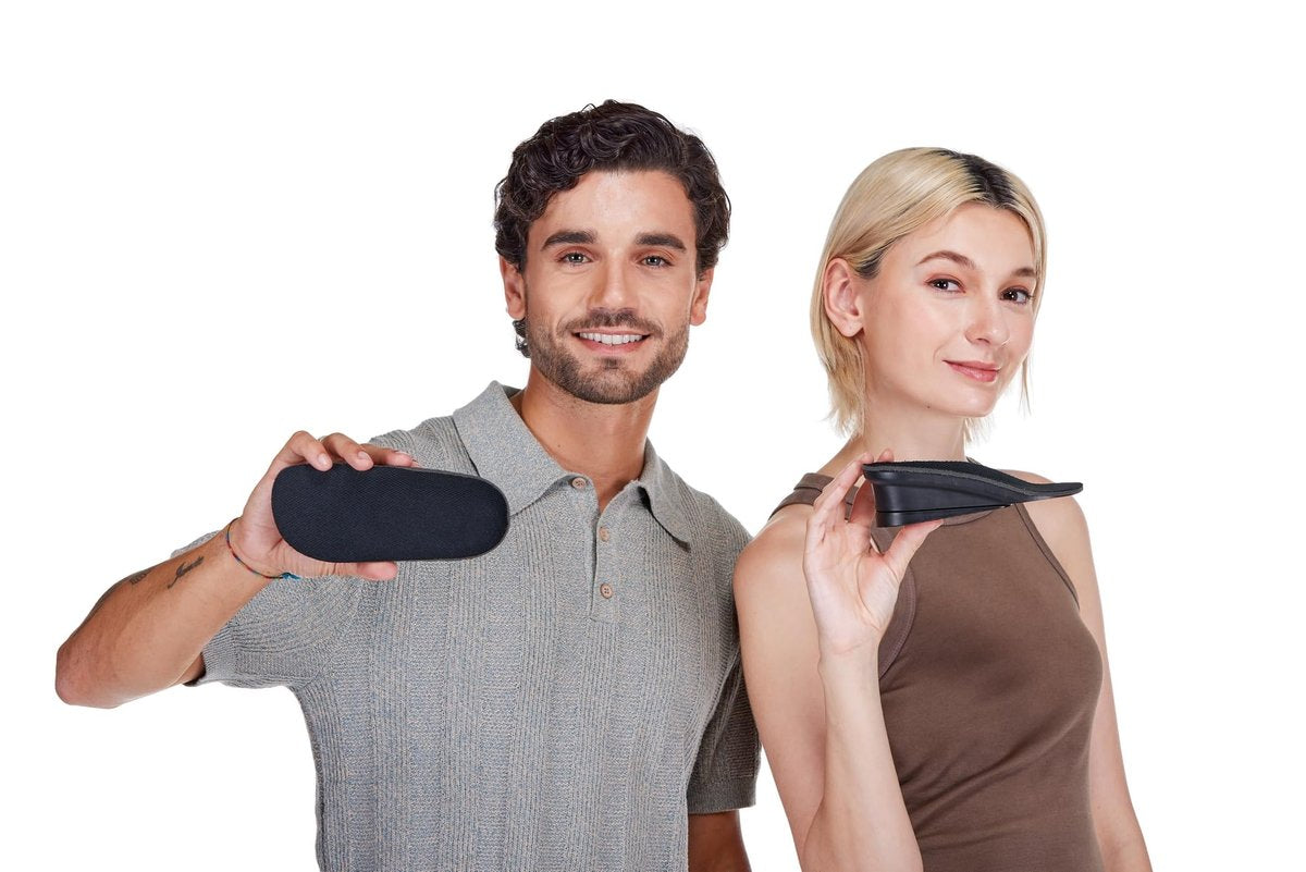 CALTO Adjustable 1.8 Inch Height Increase Insoles for Men & Women - 3/4 Length Heel Lifts - Unisex Orthotic Shoe Inserts for Leg Discrepancy (Black) - görsel 1