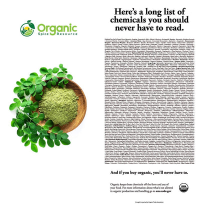 Organic Moringa Powder - 1.10 lbs (17.64 oz) | USDA Organic, Non-GMO, Kosher, Halal, Moringa Oleifera Powder - 100% Raw and Natural