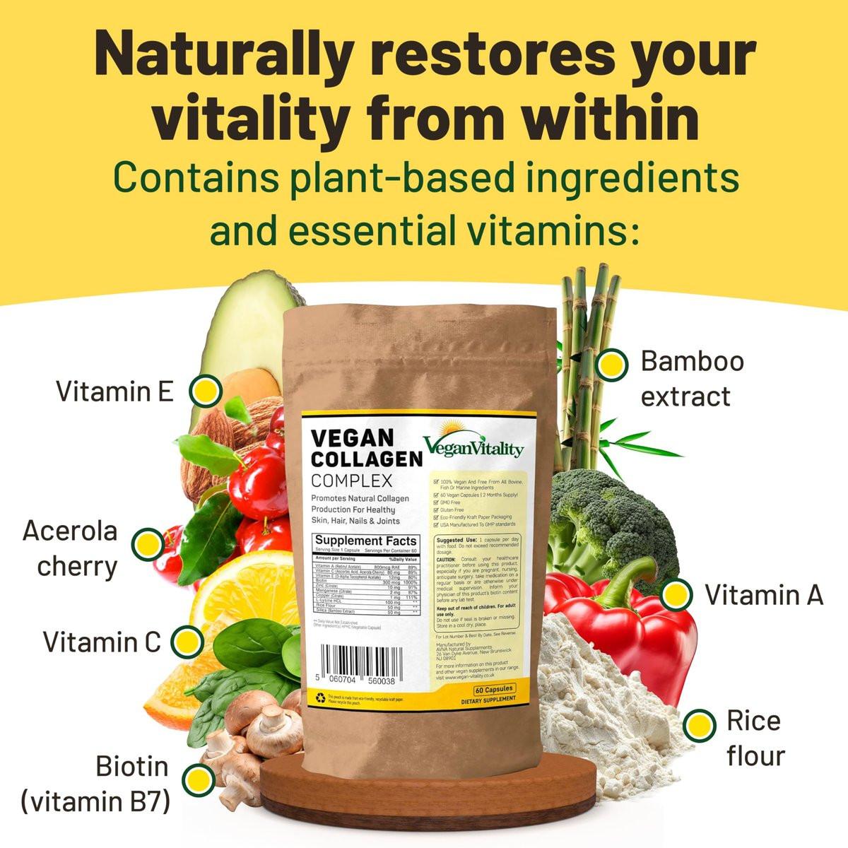 Vegan Collagen Supplements with Biotin for Hair, Skin, Nails & Joints - 2 Months Supply. Cruelty Free Plant Based Collagen Vegan, Vegetarian Collagen Booster Pills. Vegan Collagen for Women and Men - görsel 7