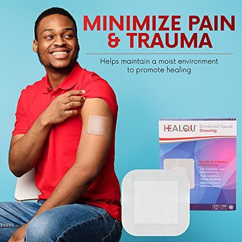 HEALQU Island Dressing - 6"x6", 30 Count - Bordered Gauze Sterile Individually Wrapped Gauze Pads, Water-Resistant, Non-Woven Backing - Soft and Breathable Wound Dressing for First Aid and Medical - görsel 16