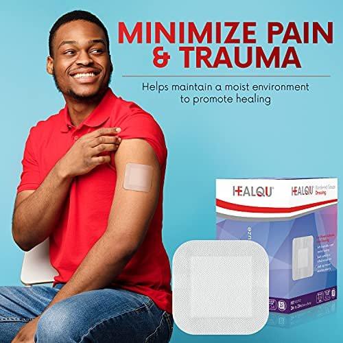 HEALQU Island Dressing - 6"x6", 30 Count - Bordered Gauze Sterile Individually Wrapped Gauze Pads, Water-Resistant, Non-Woven Backing - Soft and Breathable Wound Dressing for First Aid and Medical - görsel 7
