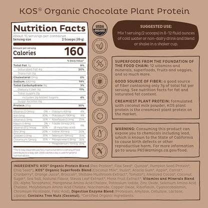 KOS Plant Based Protein Powder, Chocolate – Servings: 15 – Image 10