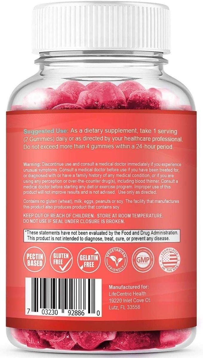 LifeCentric Health Biotin Gummies for Adults | Max Strength Biotin 10000mcg | Chewable Biotin Supplement for Women and Men | 100 Count Vegan Hair Gummies for Hair Skin and Nails - görsel 2