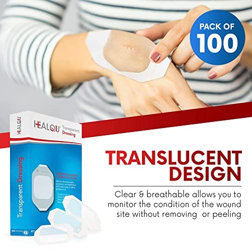 Transparent Film Dressing 2.3" x 2.75" (100 – Convenient Size: At 2.3" x 2.75", the dressing fits comfortably over – Image 6