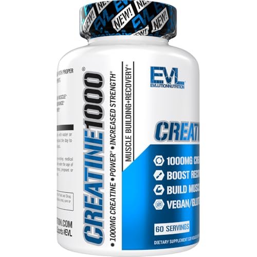Evlution Nutrition Creatine Monohydrate Capsules - Pre and Post Workout Recovery Creatine Pills for Men & Women - Muscle Gains, Strength and Recovery - Vegan & Gluten Free, 500mg Per Capsule (120 Count) - görsel 2