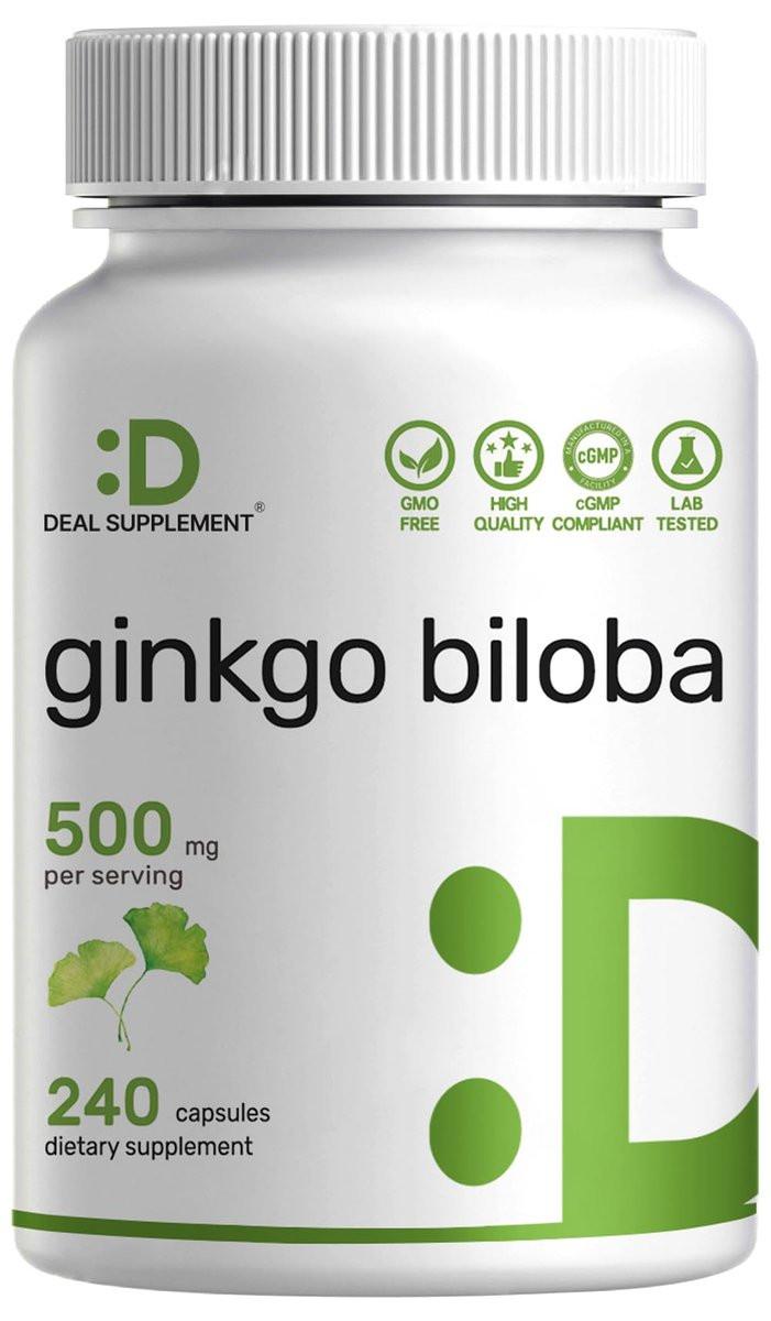 DEAL SUPPLEMENT Ginkgo Biloba 500mg Per Serving, 240 Capsules, 4 Month Supply – Grown in Northern Asia – Extra Strength, Promotes Brain Function - görsel 7