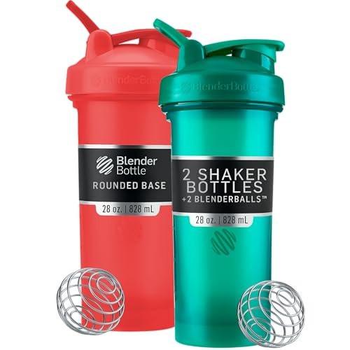 BlenderBottle Classic V2 Shaker Bottle Perfect for Protein Shakes and Pre Workout, 28-Ounce (2 Pack), Red, Green - görsel 2