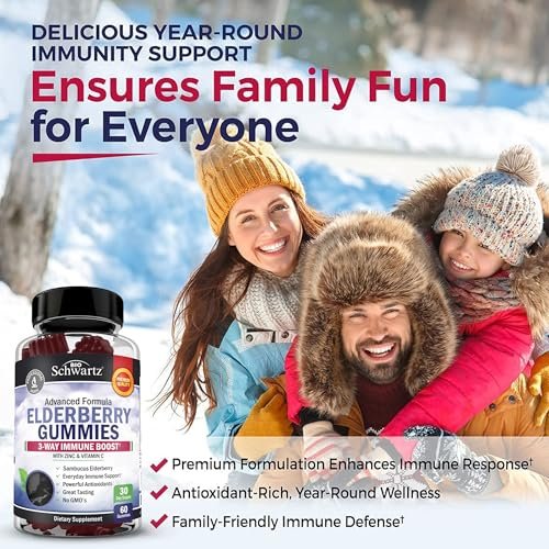 BioSchwartz Elderberry Gummies with Zinc and Vitamin C - Natural Immune Support for Adults & Kids - Black Sambucus Elderberries - Third-Party Tested, Non-GMO, Vegan Multimineral Supplement, 60 Count - görsel 4