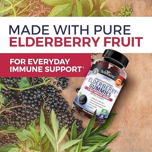 BioSchwartz Elderberry Gummies with Zinc and Vitamin C - Natural Immune Support for Adults & Kids - Black Sambucus Elderberries - Third-Party Tested, Non-GMO, Vegan Multimineral Supplement, 60 Count - görsel 12