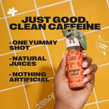 Proper Wild Vegan Energy Shots with L-Theanine and Organic Caffeine - Peach Mango, 2.5 Fl Oz (6 Pack)