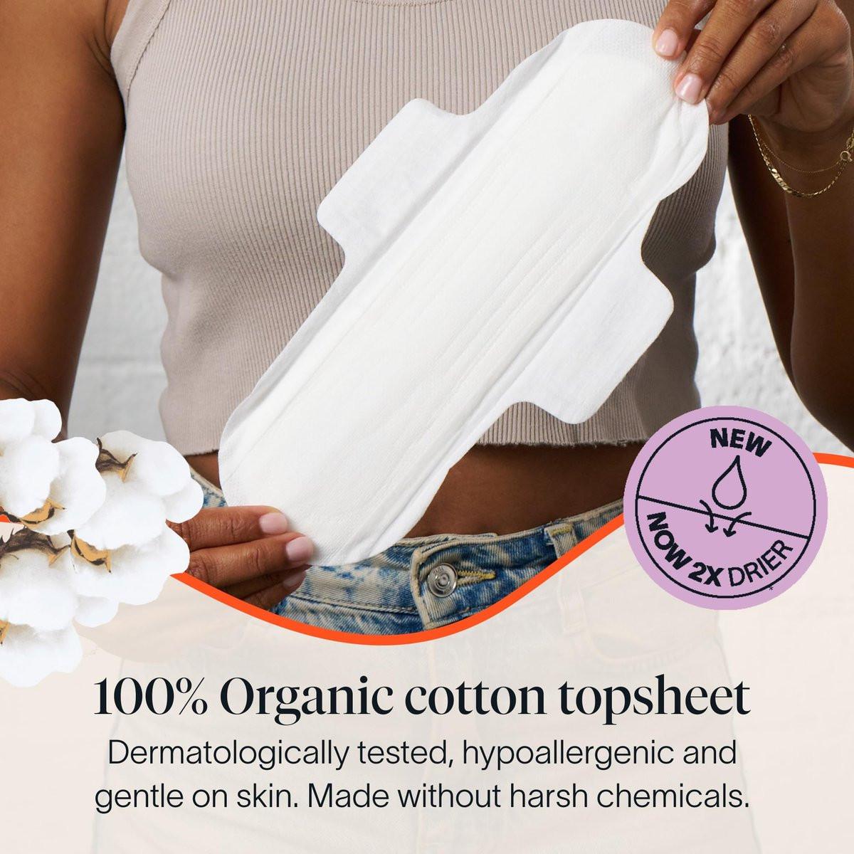 Cora 100% Organic Cotton Topsheet Pads (36 Super Pads) - görsel 4
