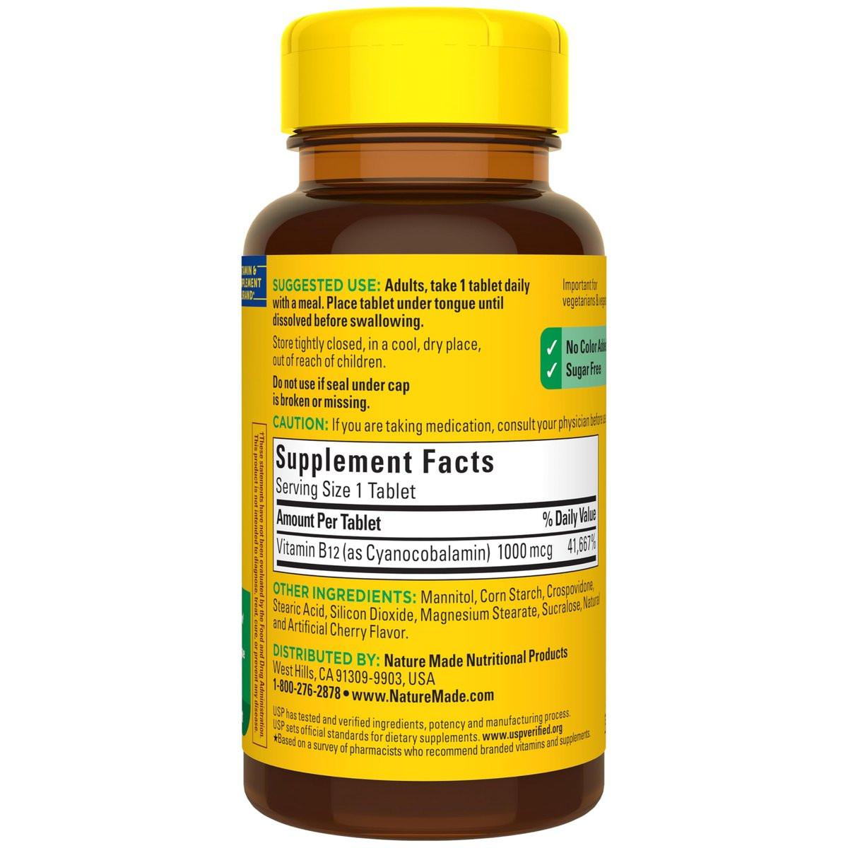 Nature Made Vitamin B12 1000 mcg, Easy to Take Vitamin B12 Sublingual Tablets for Energy Metabolism Support, 150 Sugar Free Fast Dissolve Tablets, 150 Day Supply - görsel 15