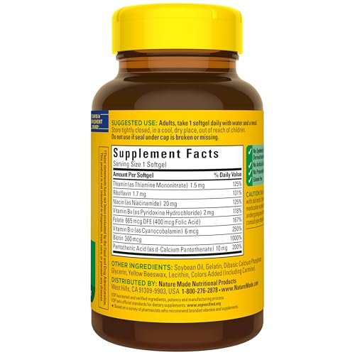 Nature Made Super B Complex Vitamins for Women and Men, Dietary Supplement for Energy Metabolism Support, Super Vitamin B Complex, 160 Softgels, 160 Day Supply - görsel 3