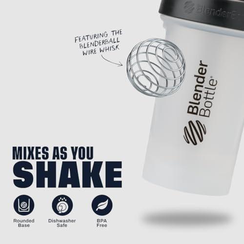 BlenderBottle Classic V2 Shaker Bottle Perfect for Protein Shakes and Pre Workout, 45-Ounce, Clear/Black - görsel 6