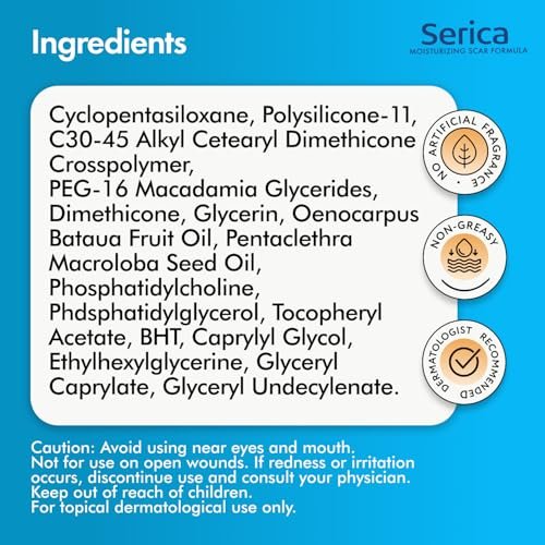 Serica Scar Gel (1oz), Advanced Silicone Formula, Supports Visibly Smoother-Looking Skin After Surgery, Cuts, Burns or Acne, Non-Comedogenic Face-Safe Gel, Helps Reduce Dryness, Quick-Dry - görsel 5