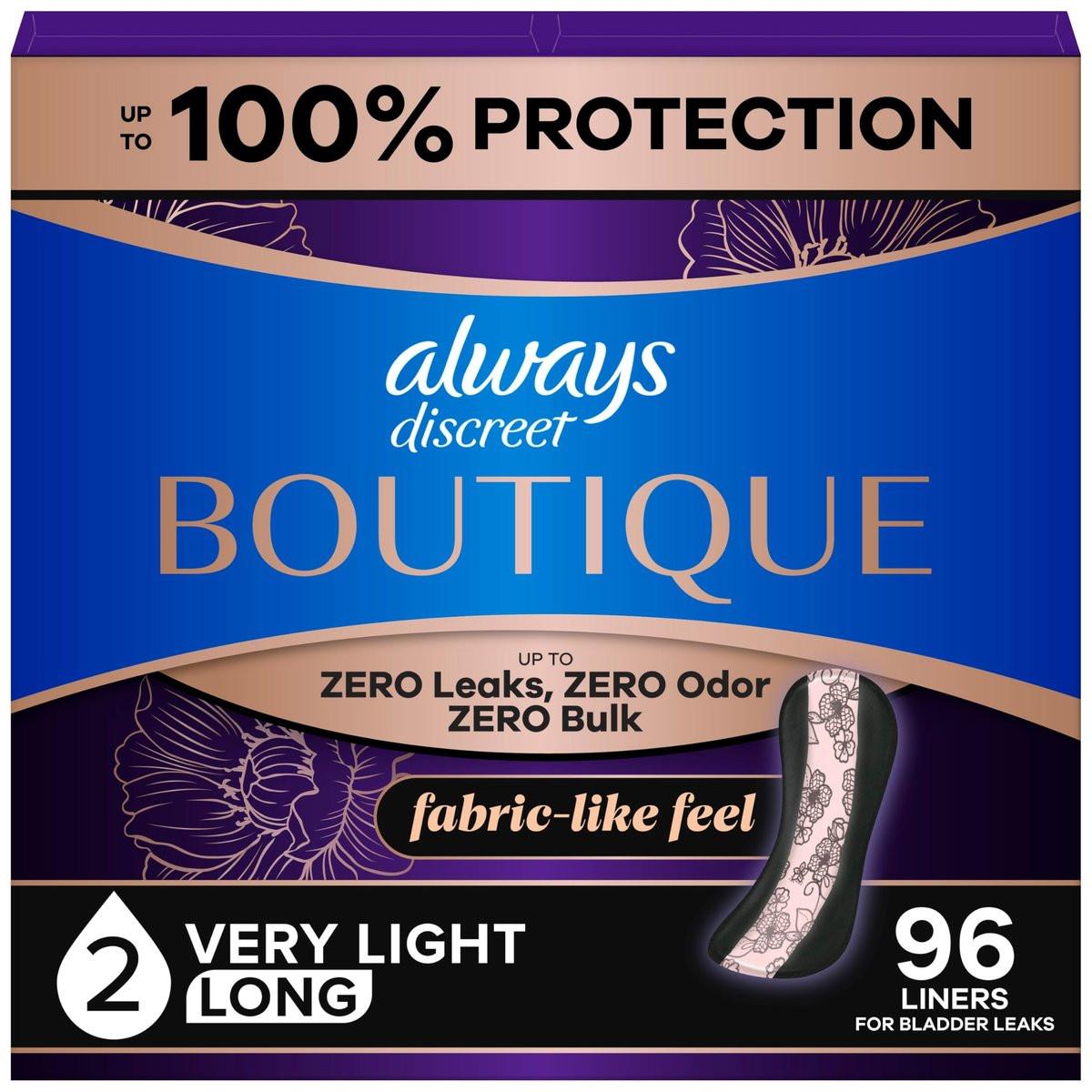 Always Discreet Boutique Incontinence Panty Liners for Bladder Leaks, Size 2, Very Light Absorbency, Long Length, 96 Count (3 Packs of 32) - görsel 14