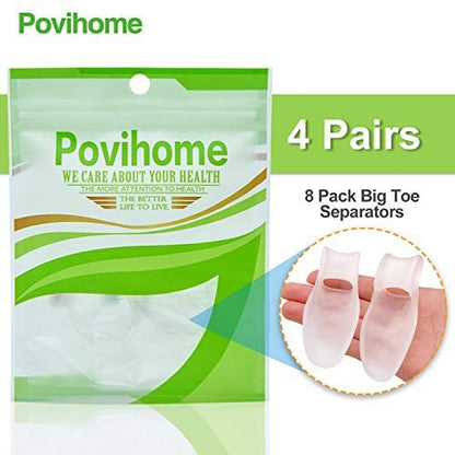 Povihome 8 Pack Bunion Cushion and Protector (1/2'' Thick) - Gel Bunion Pads for Pain Relief, Toe Corrector and Realignment