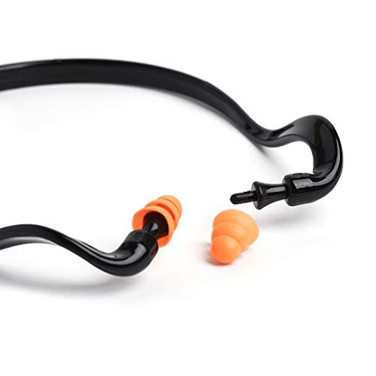 2 Banded Ear Plugs with 10 Pairs of Replacement Pods - Reusable Shooters Ear Protection for Mowing Shooting Construction Hunting - Washable Gun Range Hearing Protection Ear Plugs for Noise Reduction