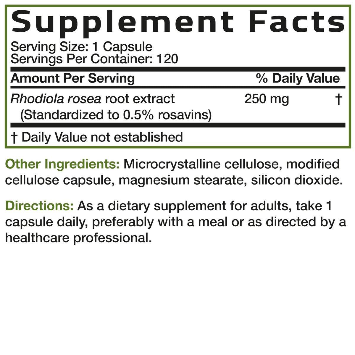 Bronson Rhodiola Rosea Vegetarian Capsules - Adaptogenic Herb - Brain, Stress & Mood Support - Non-GMO, 120 Count - görsel 3