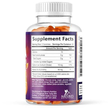 Omega 3 6 9 Gummies - Vegan Omega 3 Supplement Gummy - Essential Fatty Acids Oil 369 Complex Heart Support & Brain Support for Women, Men & Pregnancy, Fish Free Non-GMO, Orange Flavored - 120 Gummies