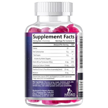 Sleep Gummies - 8mg Melatonin Per Serving - With Passiflora Extract for Restful Sleep - Fast Acting Melatonin Sleep Gummy Supplement for Adults, Vegan, Non-GMO, Tasty Strawberry Flavor - 120 Gummies