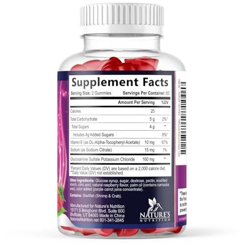 Joint Support Gummies - Glucosamine Plus Vitamin E Nature's Joint Support Supplement for Occasional Discomfort for Back, Knees & Hands - Cartilage & Joint Health & Flexibility Support - 120 Gummies - görsel 1