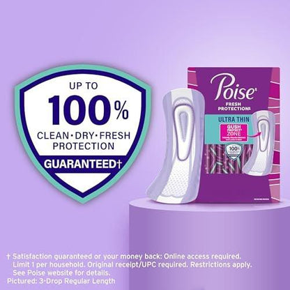 Poise Ultra Thin Incontinence & Postpartum Pads for Bladder Leaks, 5 Drop Maximum Absorbency, Long Length, 36 Count