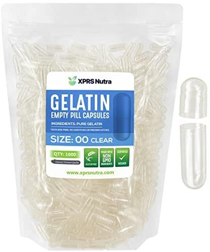 XPRS Nutra Size 00 Empty Capsules - 1000 Count Joined Empty Gelatin Capsules - DIY Capsule Filling - Fillable Pill Gel Caps for Do-It-Yourself Supplements Fill These Gelcaps Yourself (Clear) - görsel 1
