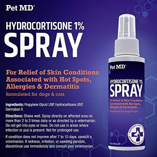 Pet MD Hydrocortisone Spray for Dogs, Cats, Horses - Itch Relief Spray & Hot Spot Treatment for Dogs, Irritated Dry Itchy Skin, Allergies, and Dermatitis - Reduces Topical Inflammation - 4 oz - görsel 10