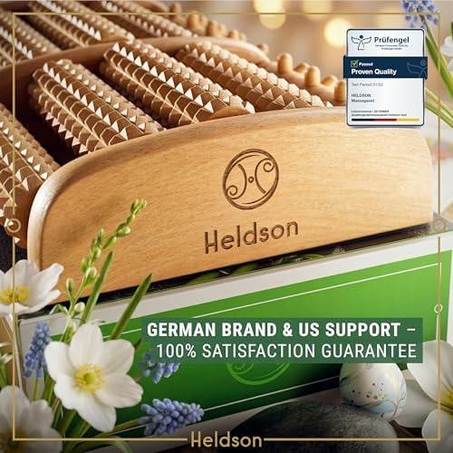 HELDSON® Foot Massager Roller Plantar Fasciitis Pain Relief - Wooden Under Desk Feet Massage - Dual Manual Heel Massagers - Wood Rolling Acupressure Tool with Reflexology Guide - Gift for Men, Women - görsel 12